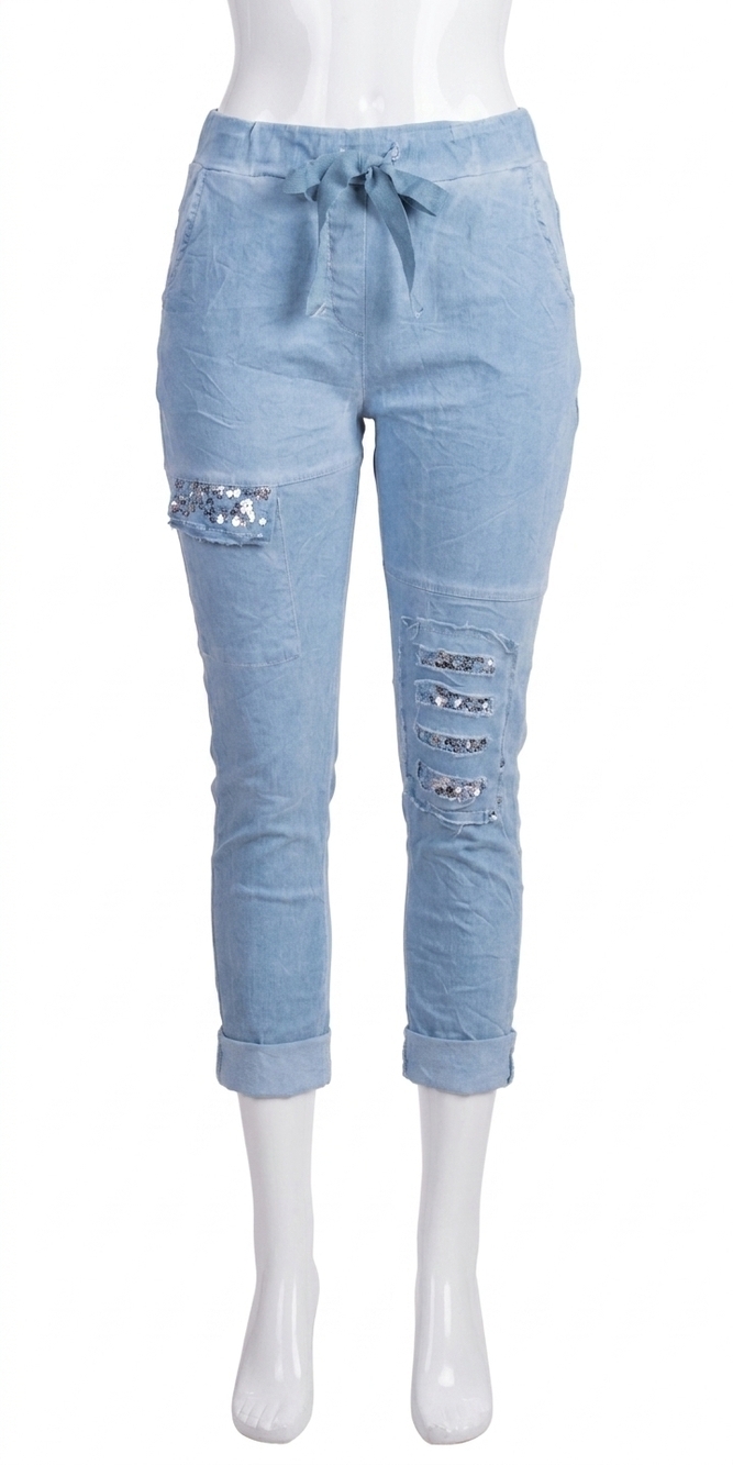 NEW GIGI MODA toppa sequin pants in blue